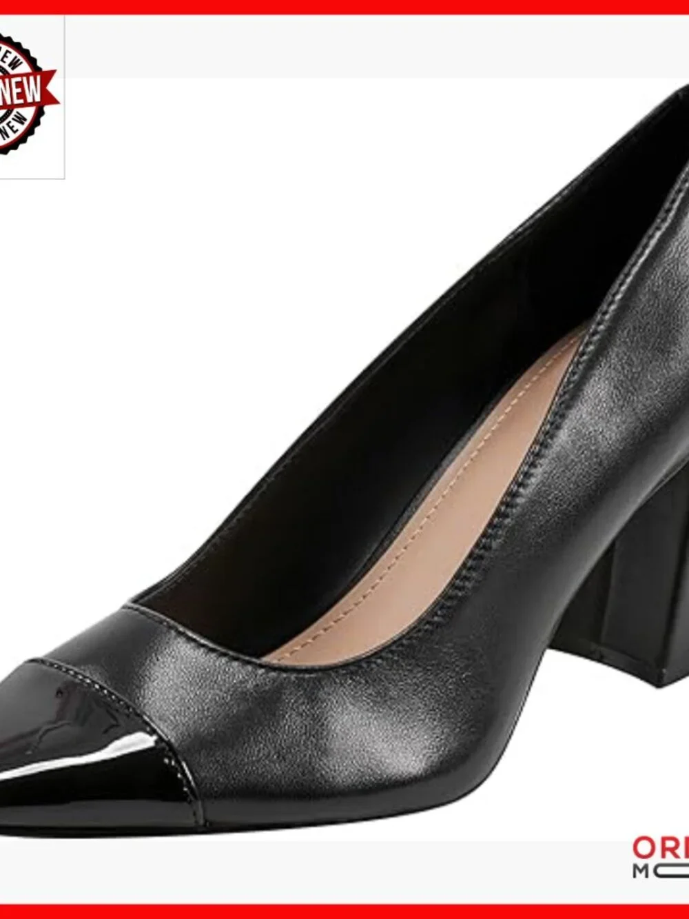 Leather Pumps with 2.56 Inch Heel Slip-On Square Toe Dress Shoes